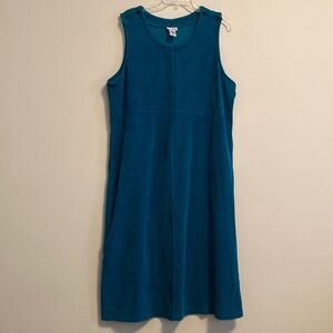 Vicki Wayne Corduroy Teal Sleeveless Midi Pocket Dress/Jumper